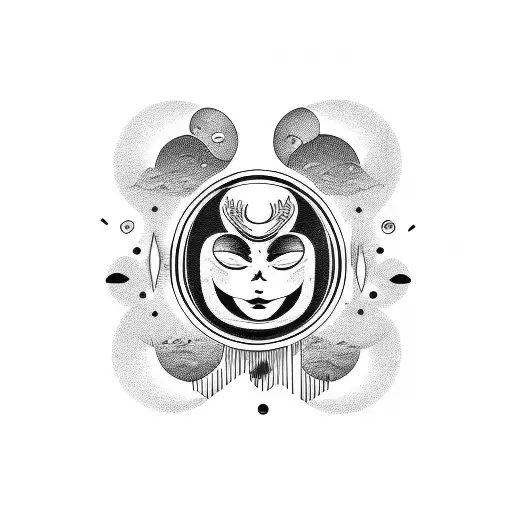 moon with a face crying tattoo design idea