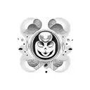 moon with a face crying tattoo design idea