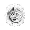moon with a face crying tattoo design idea