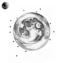 moon crying tattoo design idea