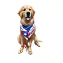 a golden retriever wearing a captain america bandana tattoo design idea