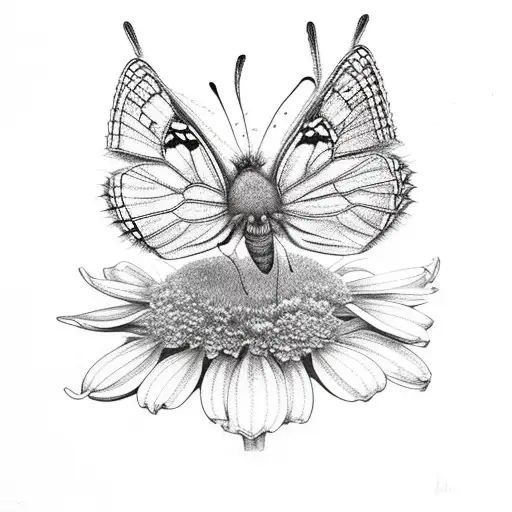 marigold and butterfly tattoo design idea