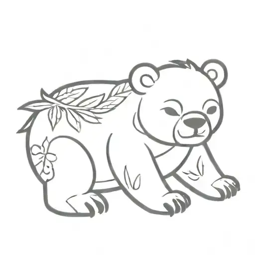 Hawaiian stitch gay bear looking tattoo design idea