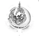 Combine elements of history and science in a tattoo featuring a skeleton studying planets tattoo design idea