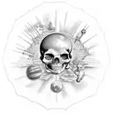 Combine elements of history and science in a tattoo featuring a skeleton studying planets tattoo design idea