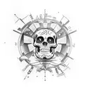 Combine elements of history and science in a tattoo featuring a skeleton studying planets tattoo design idea