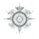 Celtic elder tree with Sagittarius constellation and flower of life tattoo design idea
