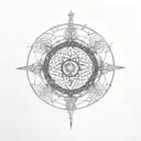 Celtic elder tree with Sagittarius constellation and flower of life tattoo design idea