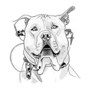 pitbull with chain tattoo design idea