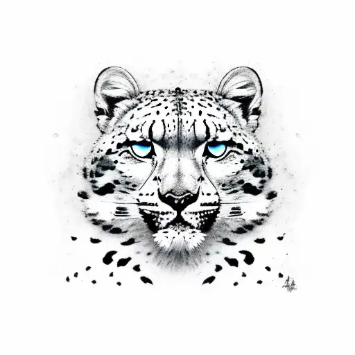 a butterfly with a plastic realistic snow leopard pattern. an eye on each wing tattoo design idea