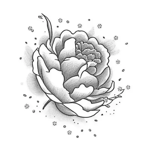 Left shoulder tattoo as extension for an existing sleeve. It should contain peony’s. As a filler there should be a snow  tattoo design idea