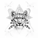 a butterfly with a plastic realistic snow leopard pattern. an eye on each wing tattoo design idea