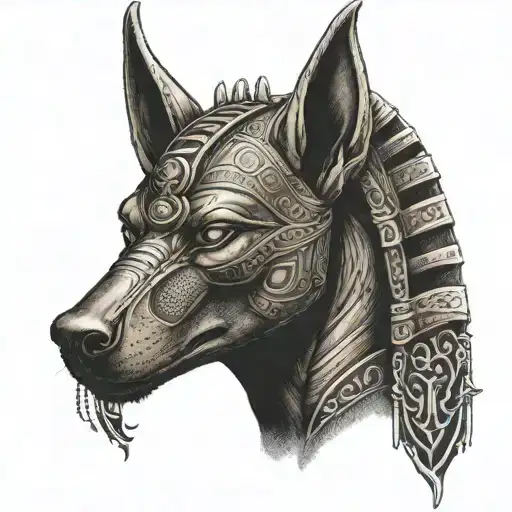 Anubis wearing MMA gloves and training in a Roman coliseum tattoo design idea