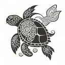 sea turtle swimming tattoo design idea