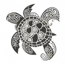 sea turtle swimming tattoo design idea