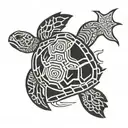 sea turtle swimming tattoo design idea