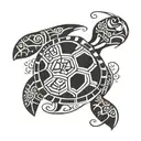 sea turtle swimming tattoo design idea