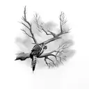 tree branch with red tailed hawk tattoo design idea