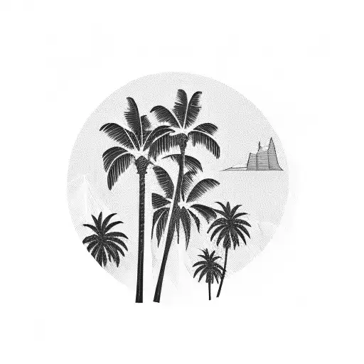 California with palm trees tattoo design idea