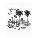 California with palm trees tattoo design idea