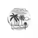 California with palm trees tattoo design idea