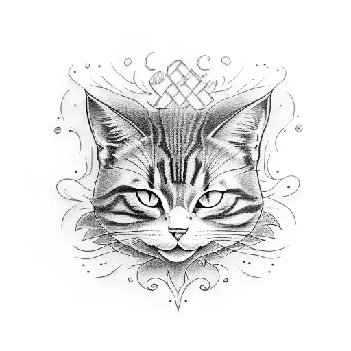 Dark florest, Alice Cat evil smile tattoo design idea