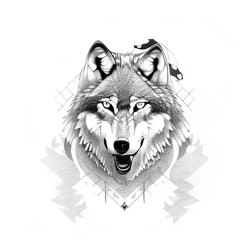 wolf head with a cross tattoo design idea