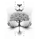 tree of life with monarch butterfly tattoo design idea