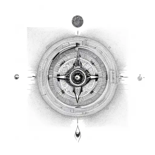 Yin and Yang with compass tattoo design idea