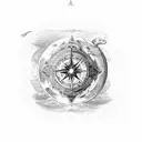 Yin and Yang with compass and lion tattoo design idea