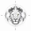 Yin and Yang with compass and lion tattoo design idea