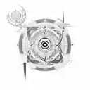 Yin and Yang with compass and lion tattoo design idea