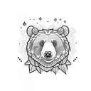 bear with brick road tattoo design idea