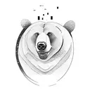 bear with brick road tattoo design idea