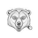 bear with brick road tattoo design idea