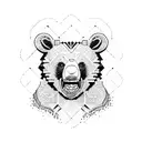 bear with brick road tattoo design idea