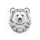 bear with brick road tattoo design idea