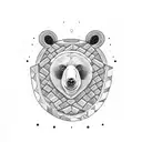 bear with brick road tattoo design idea