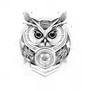 half cybernetic owl tattoo design idea