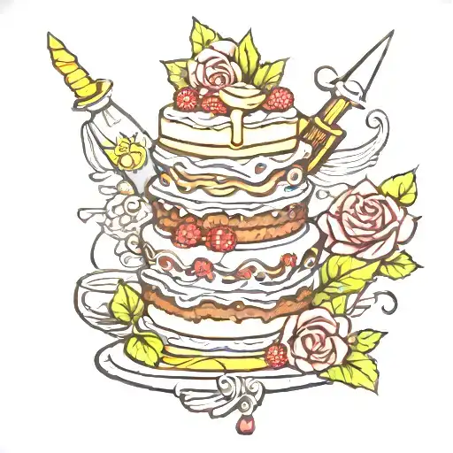 wedding cake meal tattoo design idea