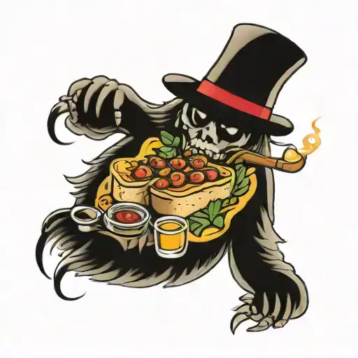 whiskey meal tattoo design idea