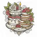 wedding cake meal tattoo design idea