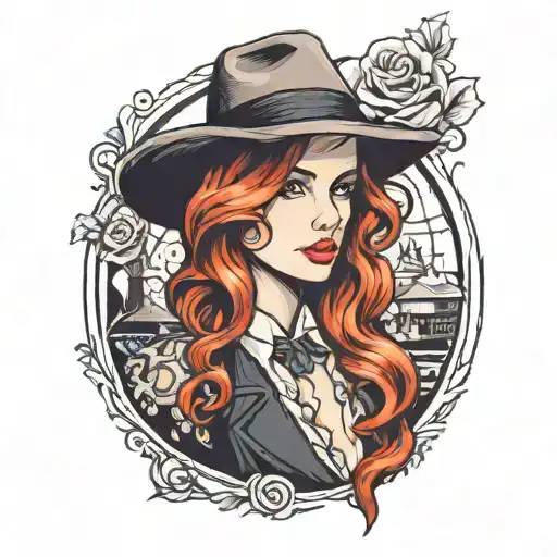 girl with fedora tattoo design idea
