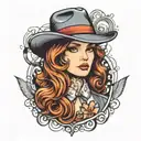 girl with fedora tattoo design idea