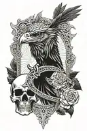 vikings thor oden raven skull surrounded tattoo design idea