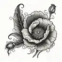 sacrifice, peace, and renewal consolation, remembrance and death deep and passionate love between two people poppy flowe tattoo design idea