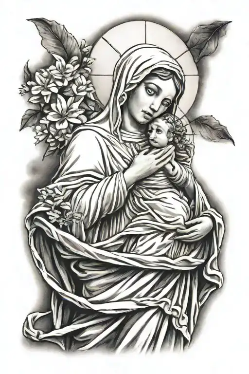 virgin mary tattoo design idea