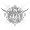 An ankh symbol with flames representing activism and passion tattoo design idea