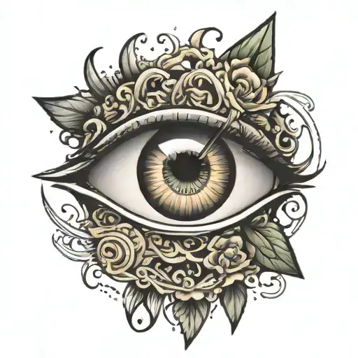 an eye with the word art in the middle finger tattoo design idea