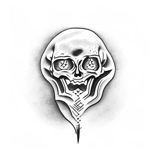 skeleton playing hide and seek tattoo design idea